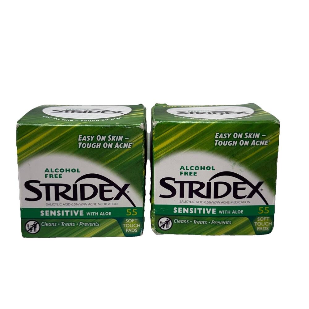 Stridex Medicated Pads Sensitive With Aloe - 55 count (2 Pack) Exp 04/27